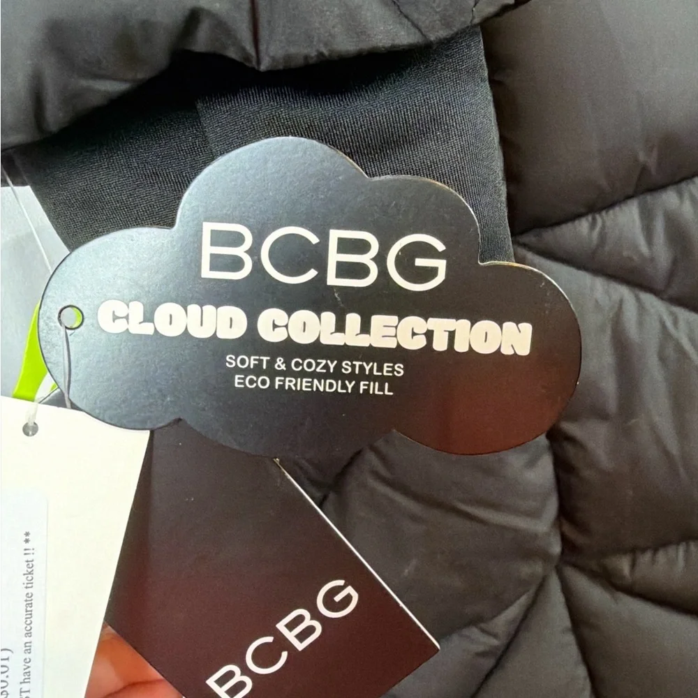 BCBG Cloud Collection Long Black Puffer Coat - Picture 8 of 8